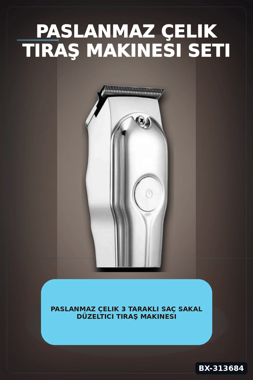 Paslanmaz Çelik 3 Taraklı Saç Sakal Düzeltici Tıraş Makinesi Seti, Şarjlı Taşınabilir BX-313684