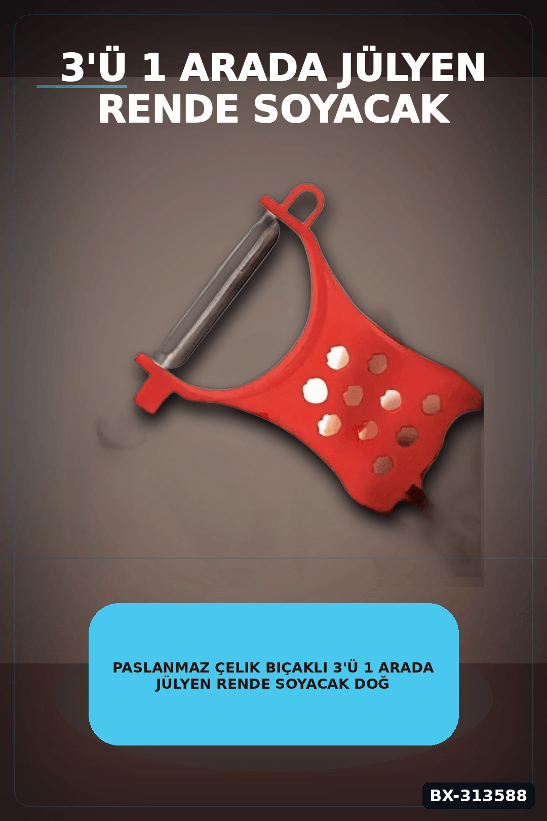 Paslanmaz Çelik Bıçaklı 3'ü 1 Arada Jülyen Rende Soyacak Doğrayıcı Mutfak Aleti BX-313588