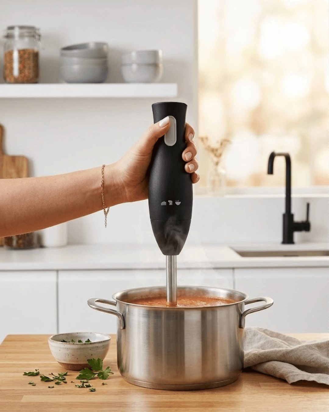 Paslanmaz Çelik Blender Ayağına Sahip Ergonomik El Blenderı
