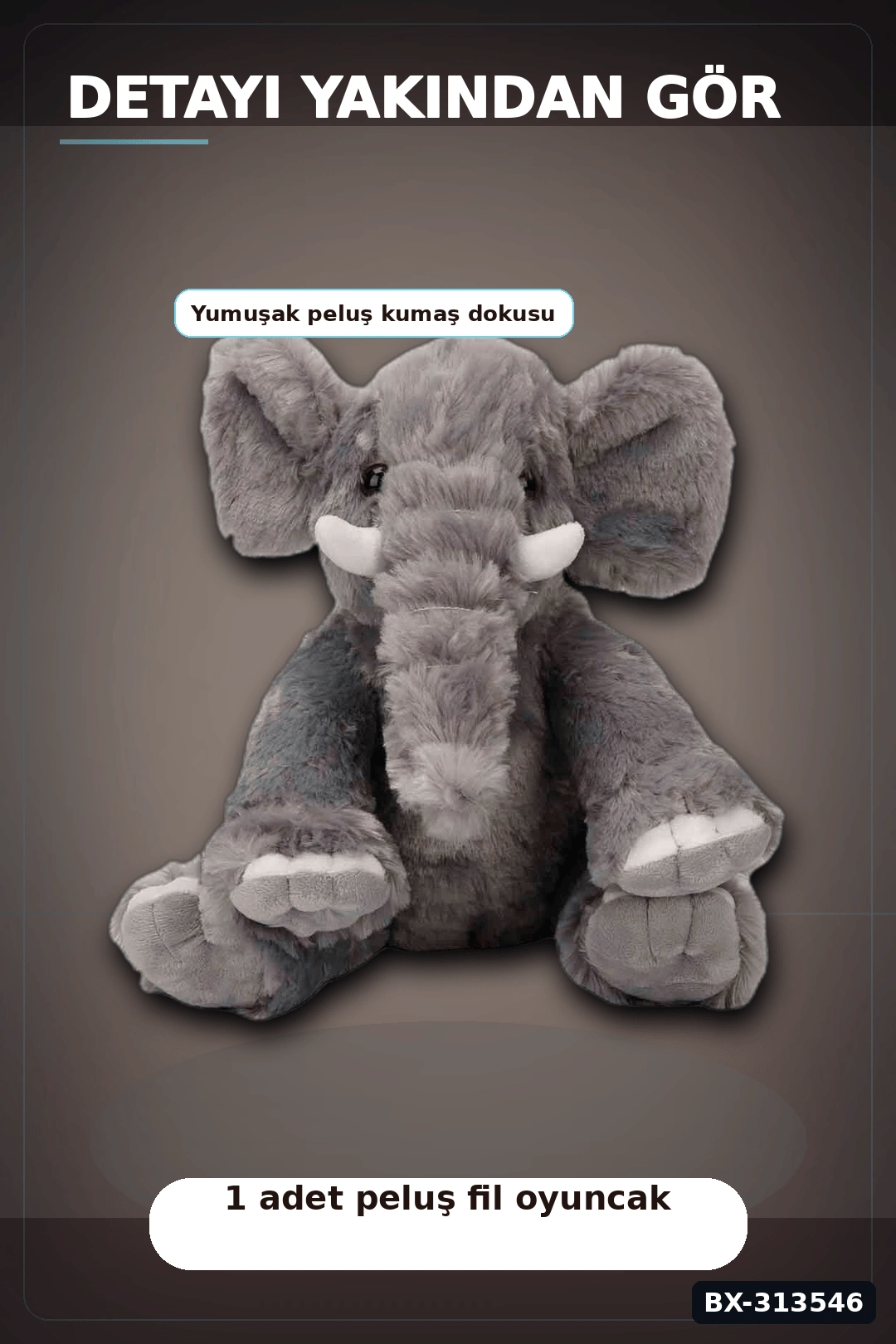 Peluş Fil Oyuncak 30 cm Yumuşak Dolgulu - Tekli Paket, Bebek ve Çocuk İçin Renk Seçenekli BX-313546