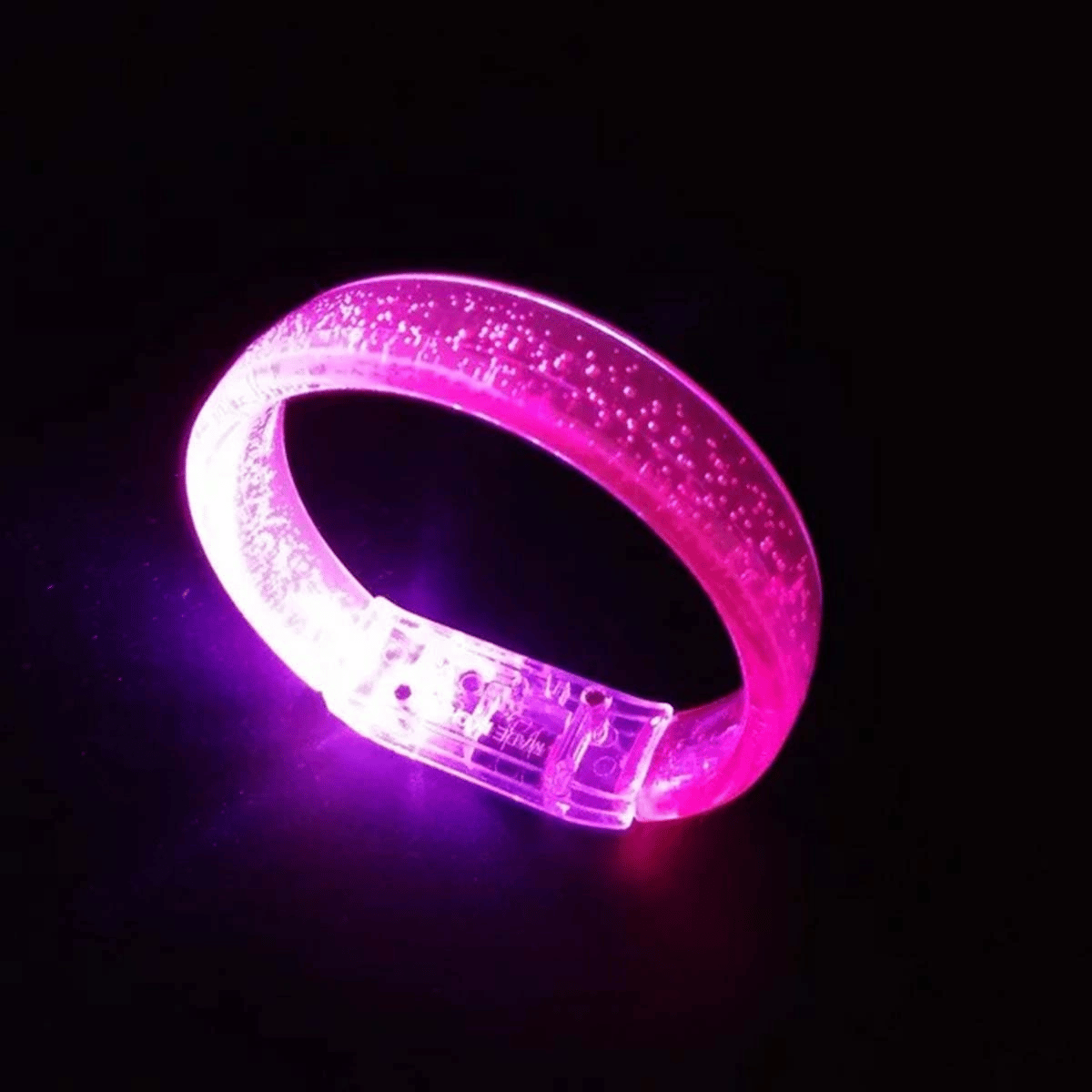 Pembe Led Işıklı Baskı Yapılabilen Pilli Bileklik Bilezik 1,5 Cm Genişlik Bx40