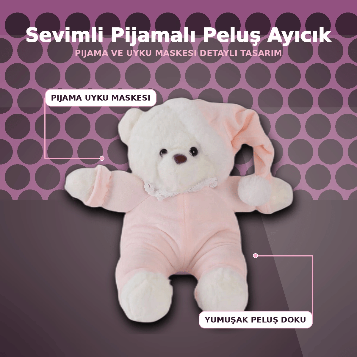 Pembe Renkli 30 cm Boyunda Yumuşak Peluş Ayıcık Oyuncak - Sevimli Tasarım