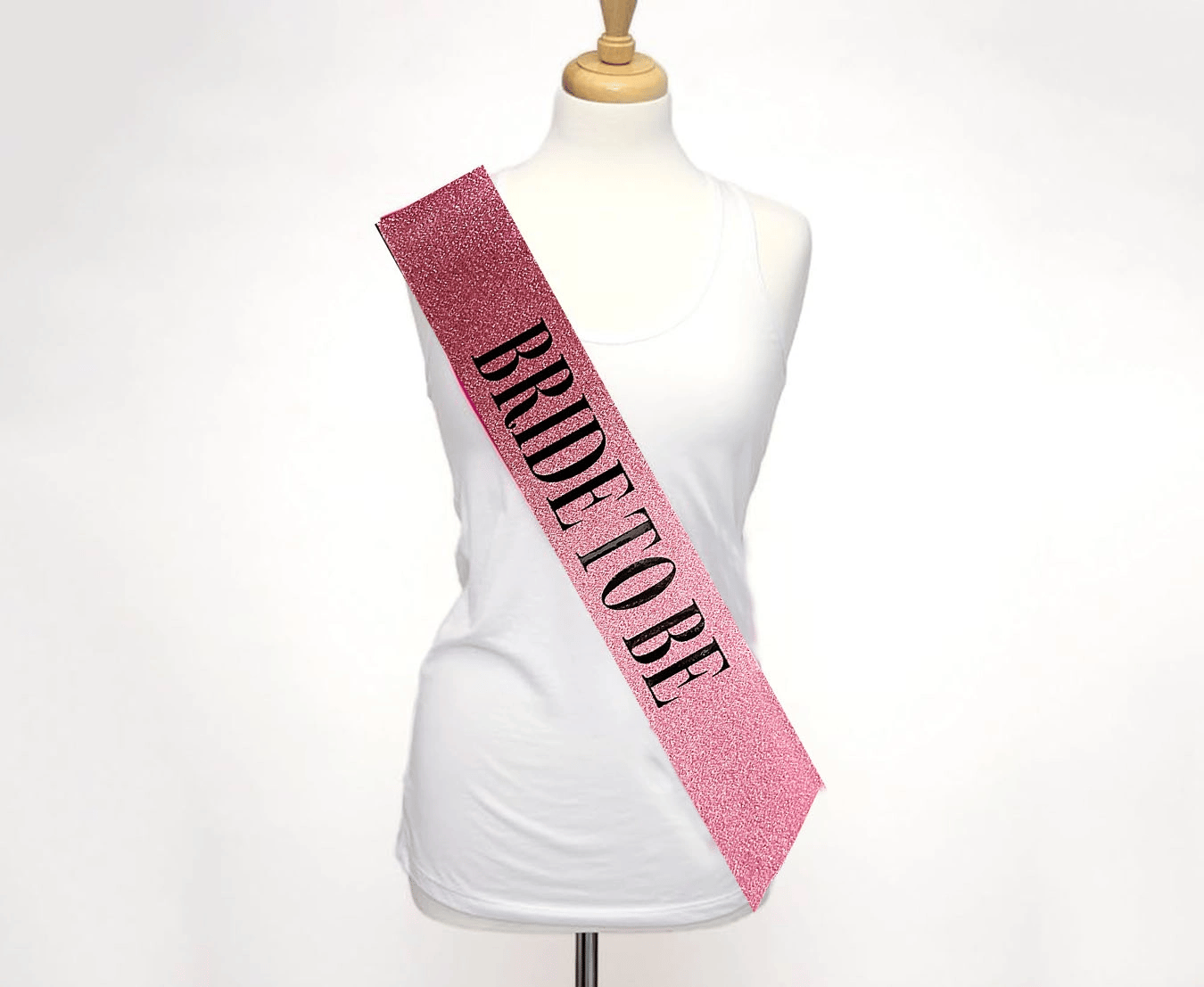 Pembe Üzeri Siyah Büyük Bride To Be Yazılı Simli Işıltılı Kuşak Kemer 10 Cm Genişlik Bx40