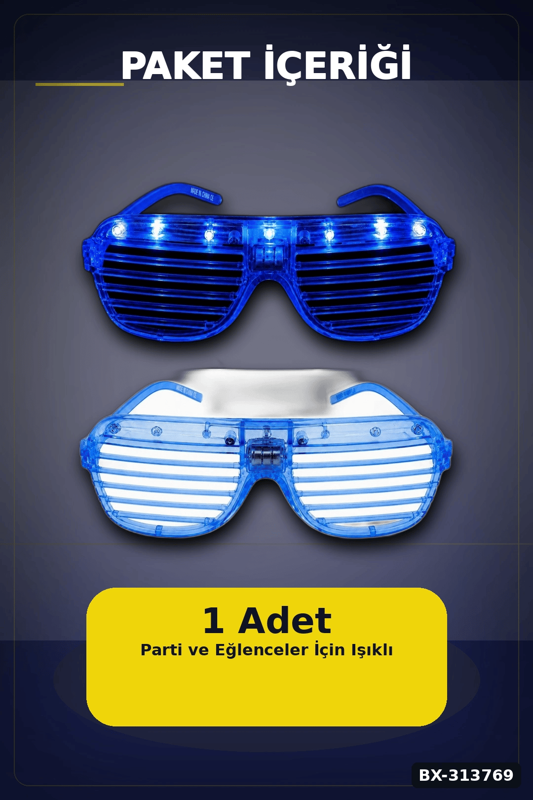 Pilli Led Işıklı Shutter Panjur Parti Gözlüğü 1 Adet Yetişkin Çocuk Aksesuarı BX-313769