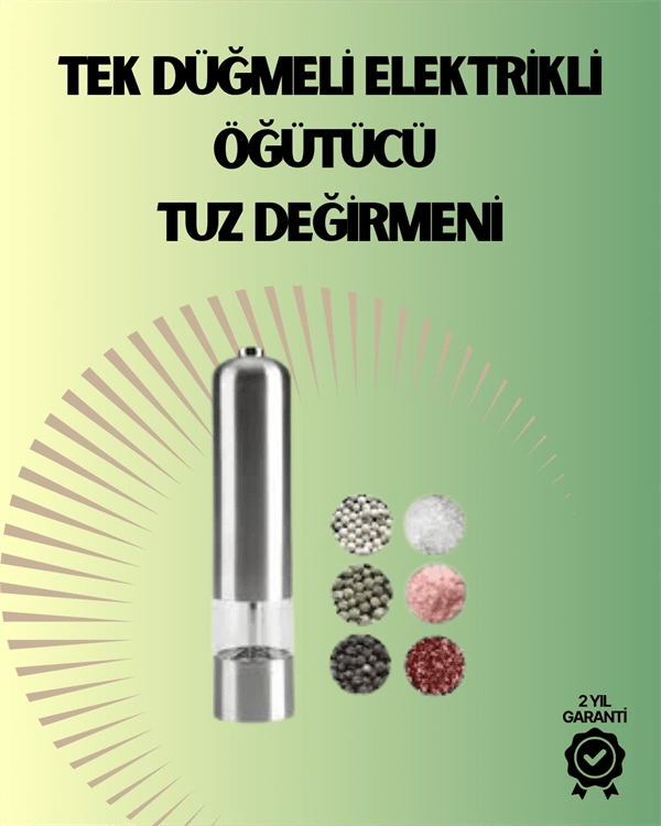 Pilli Otomatik Baharat Değirmeni Gıda Sınıfı Çelik Sessiz Öğütücü Alet