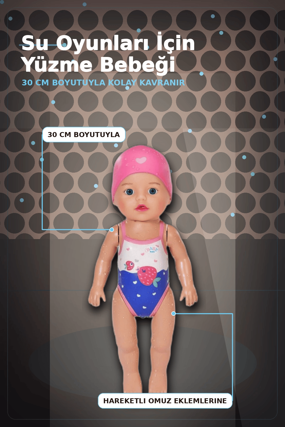 Pilsiz Çalışan Yüzen Oyuncak Bebek Lizzie 30 cm - Su Geçirmez Kız Çocuk Hediyesi BX-313396