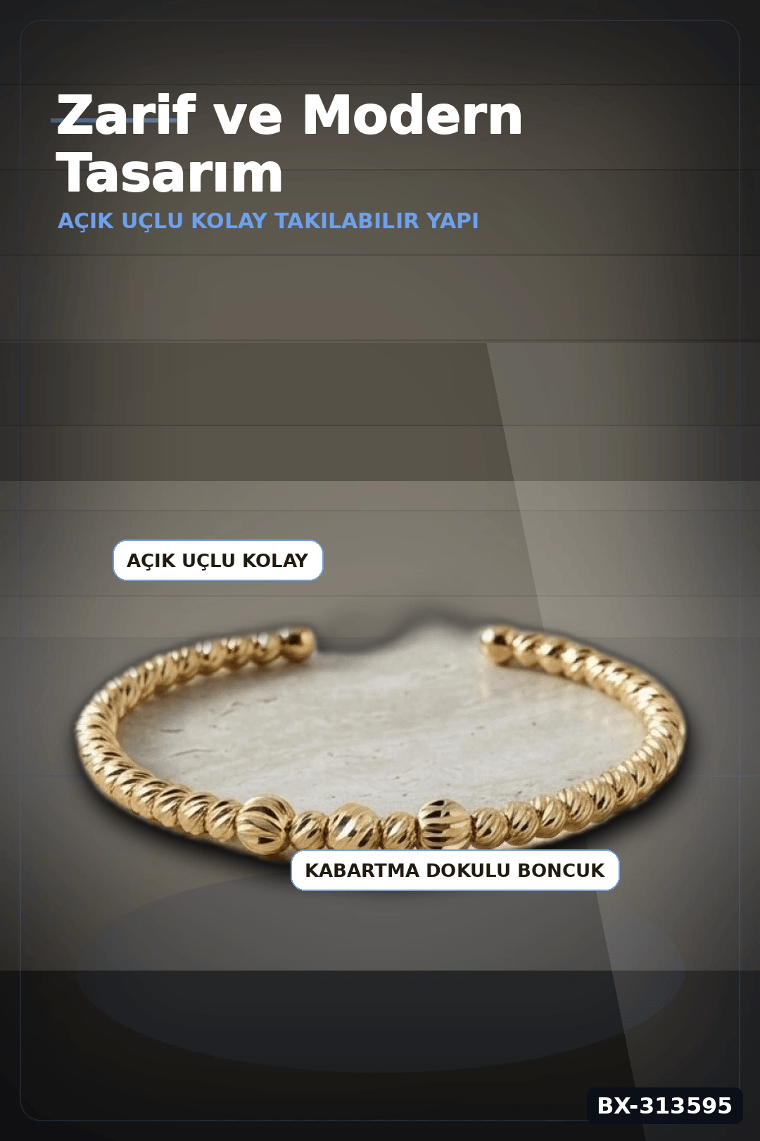 Pirinç Ton Dorika Model Kadın Bileklik - Tekli Paket Takı Aksesuar BX-313595
