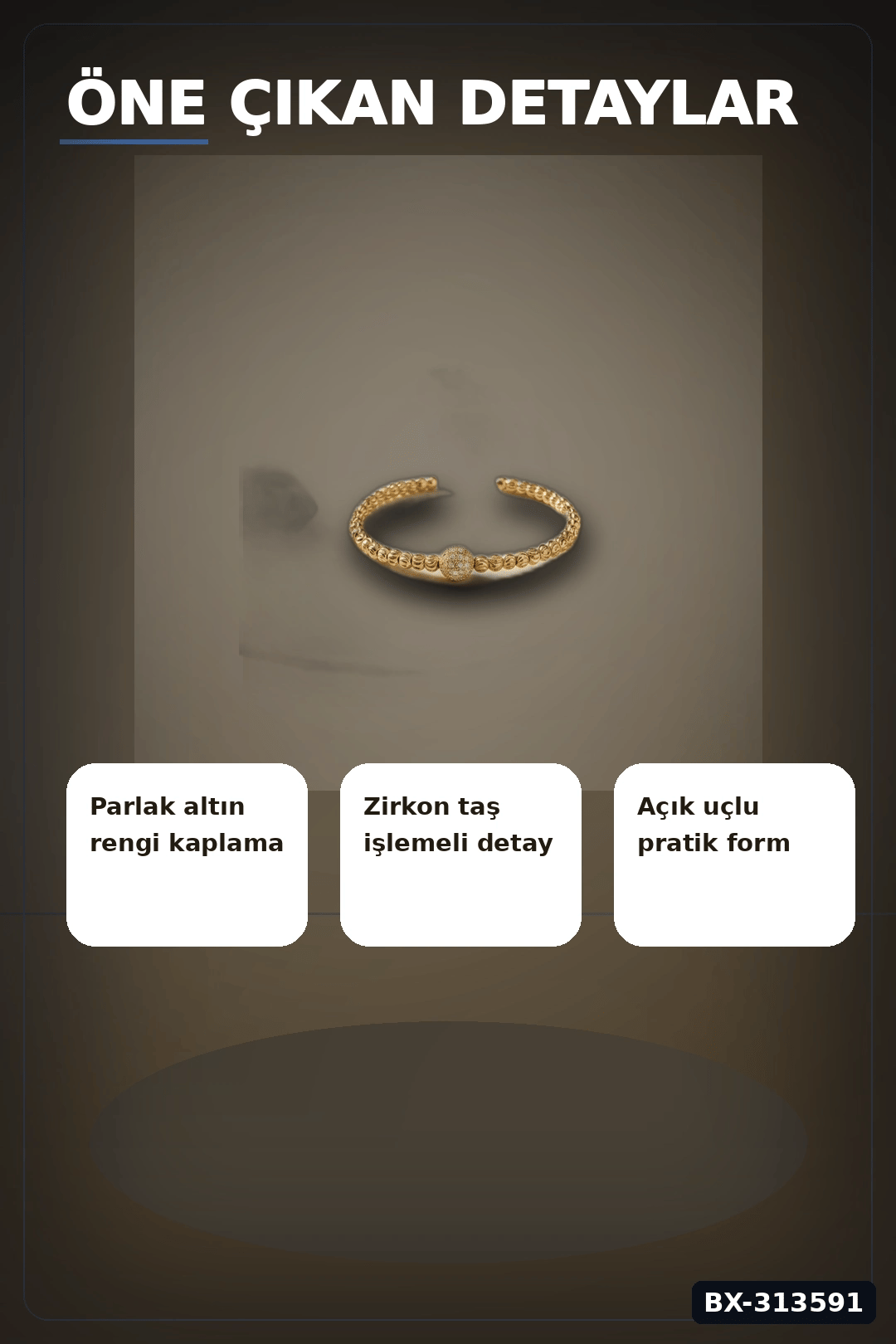 Pirinç Zirkon Taşlı Kadın Bileklik - Dorika Model Rengi Tekli Paket BX-313591