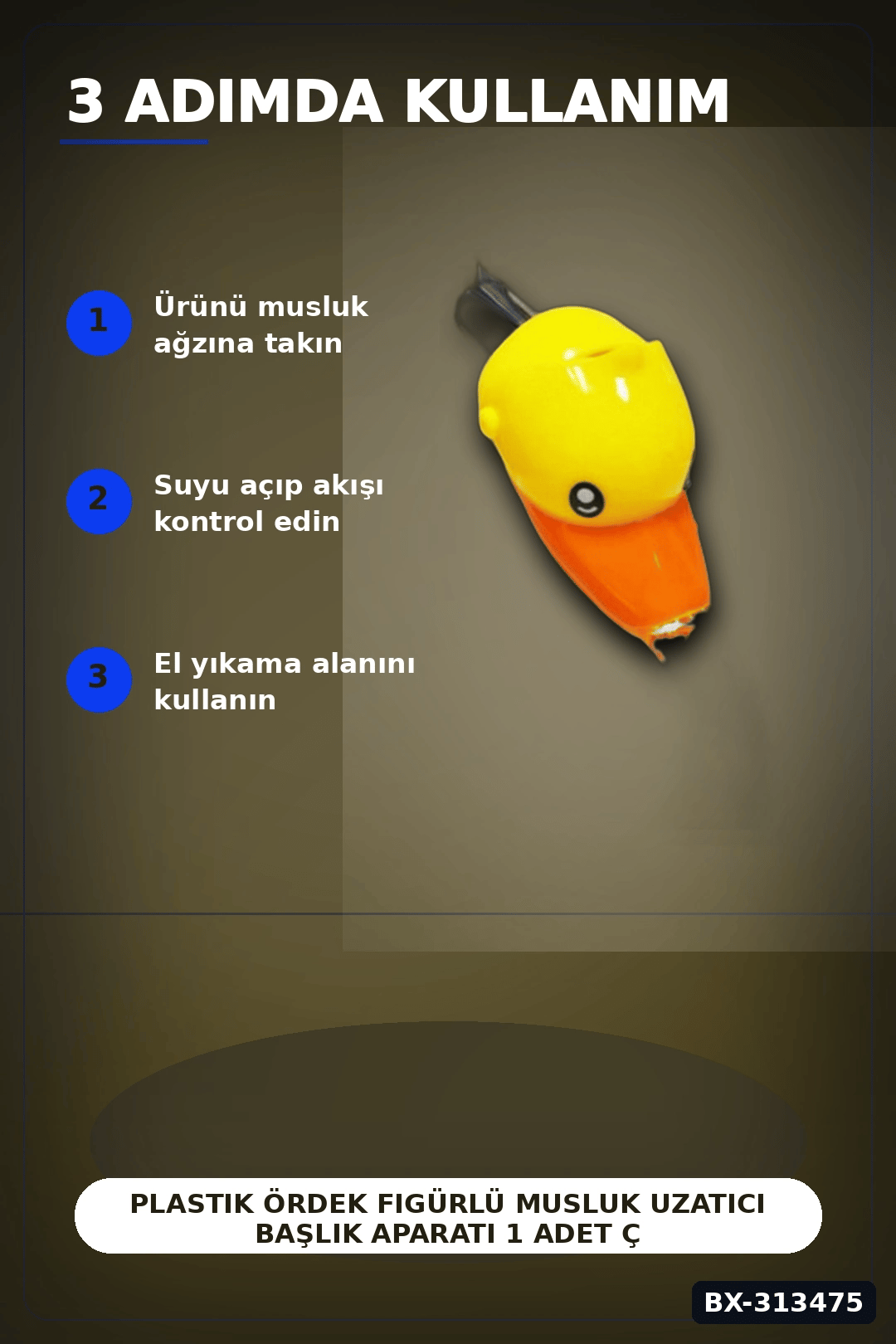 Plastik Ördek Figürlü Musluk Uzatıcı Başlık Aparatı 1 Adet Çocuk El Yıkama BX-313475
