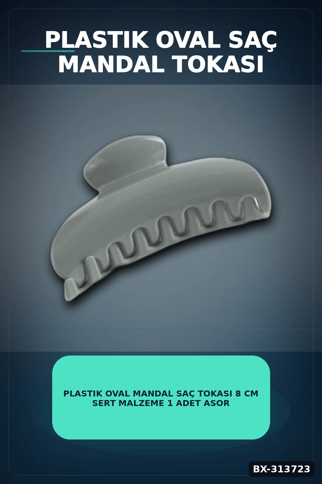 Plastik Oval Mandal Saç Tokası 8 Cm Sert Malzeme 1 Adet Asorti Renk Kullanım BX-313723