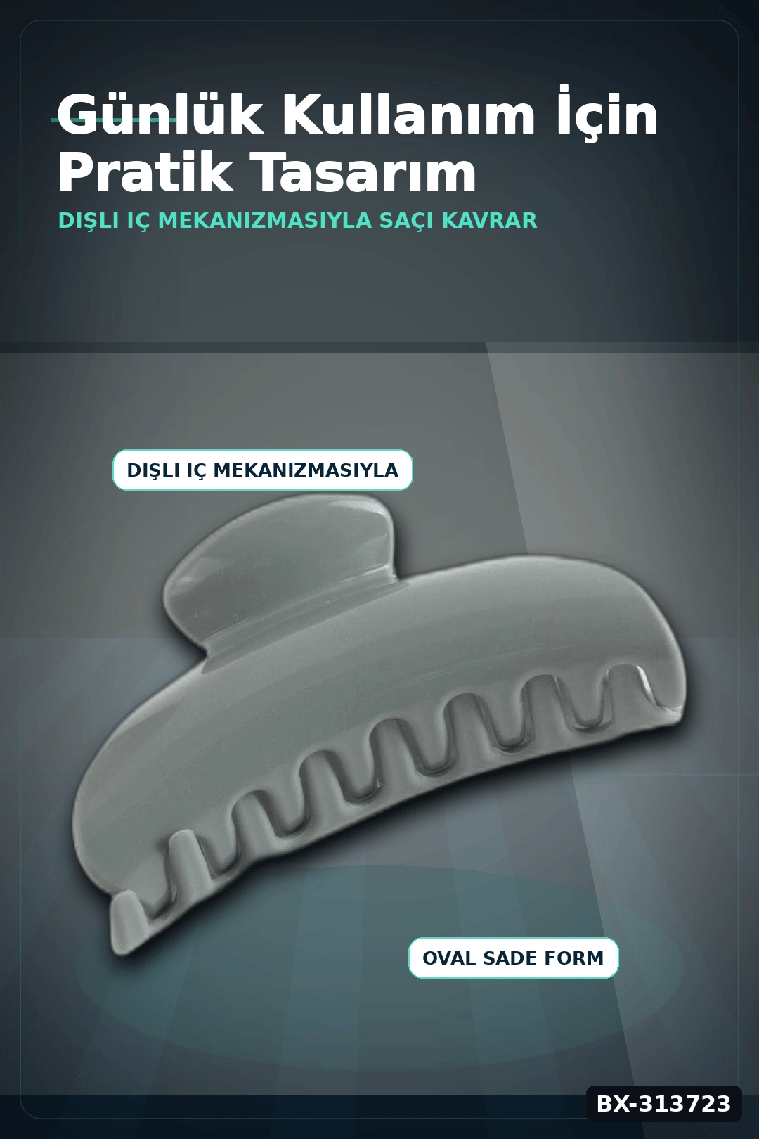 Plastik Oval Mandal Saç Tokası 8 Cm Sert Malzeme 1 Adet Asorti Renk Kullanım BX-313723