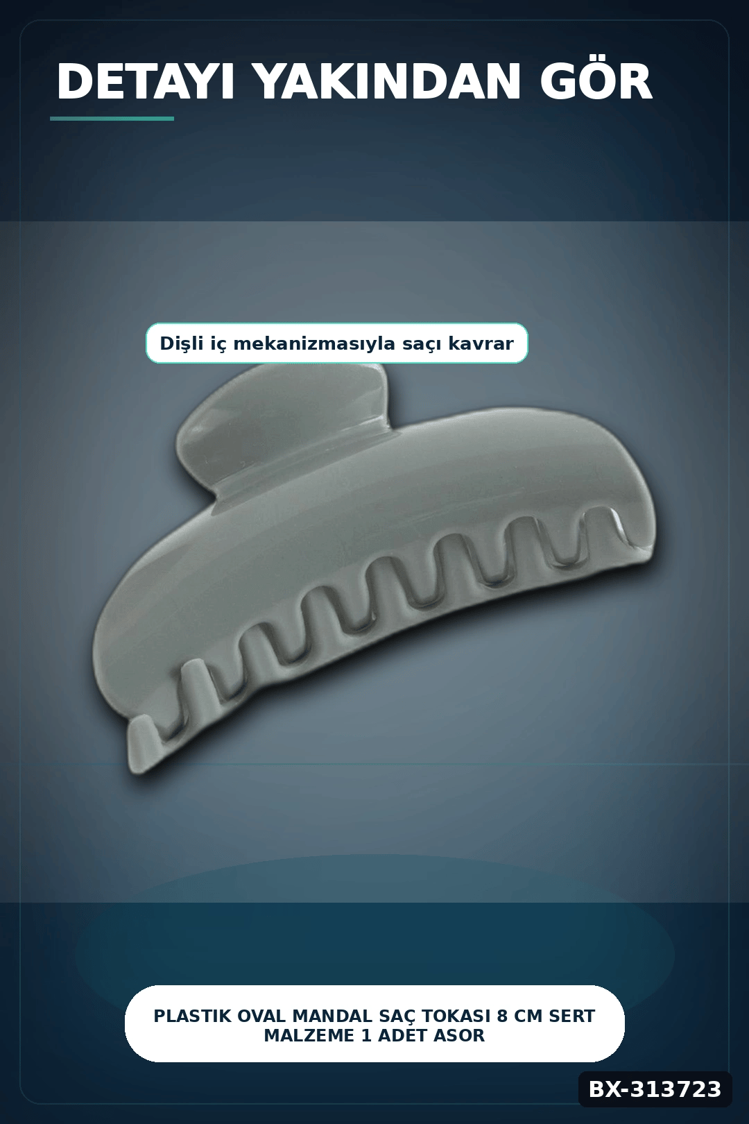 Plastik Oval Mandal Saç Tokası 8 Cm Sert Malzeme 1 Adet Asorti Renk Kullanım BX-313723