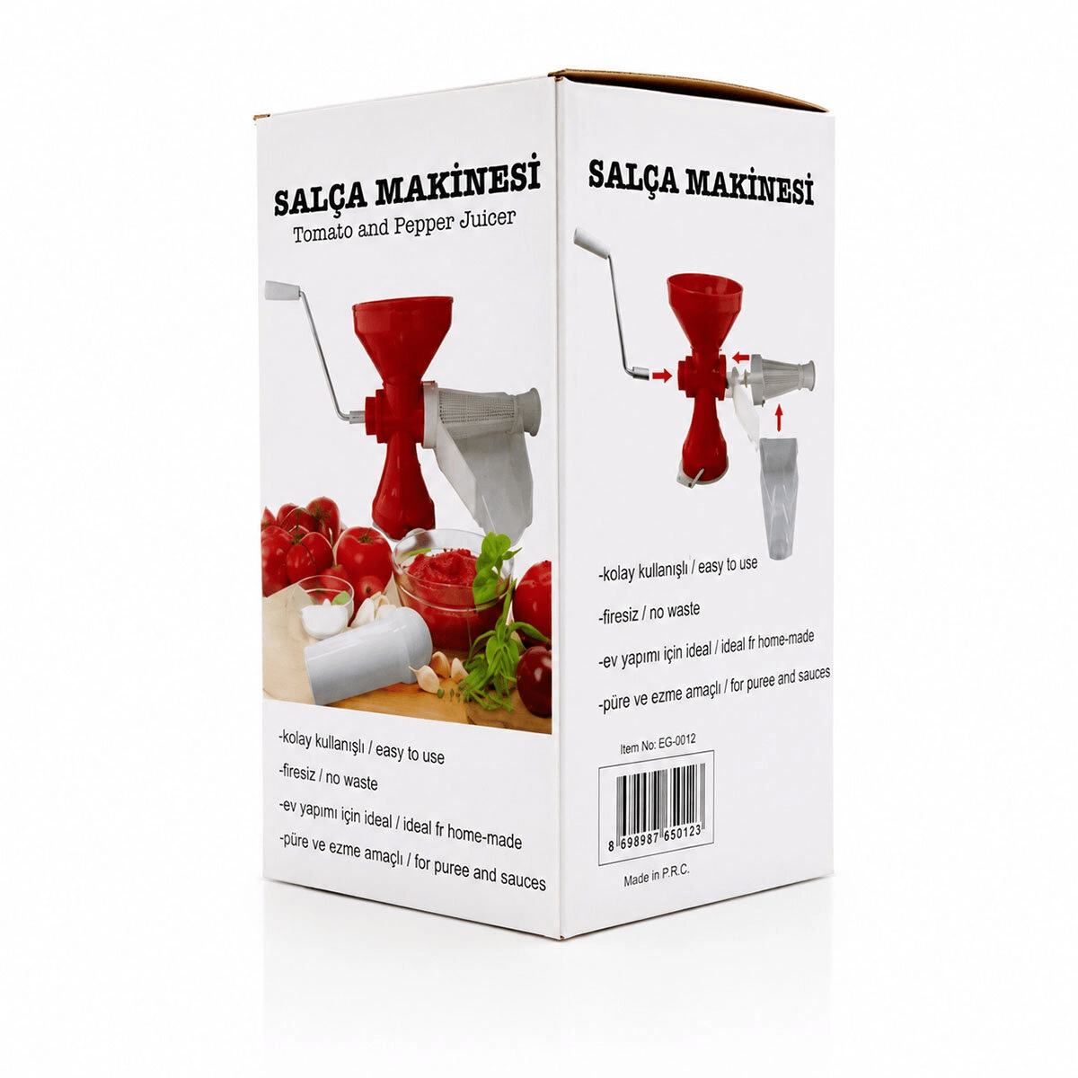 Plastik Süzgeçli - Hazneli Salça Makinesi  Metal Kollu Ev Yapımı Firesiz Pratik Kullanım Brkt-312007 Bx40