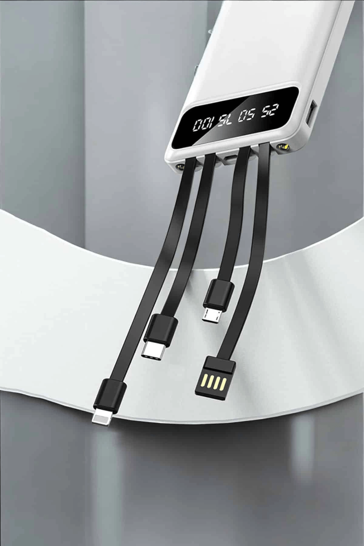 Powerbank 20.000 Mah LCD Ekran USB Lightning Type-C Uyumlu İOS ve Android
