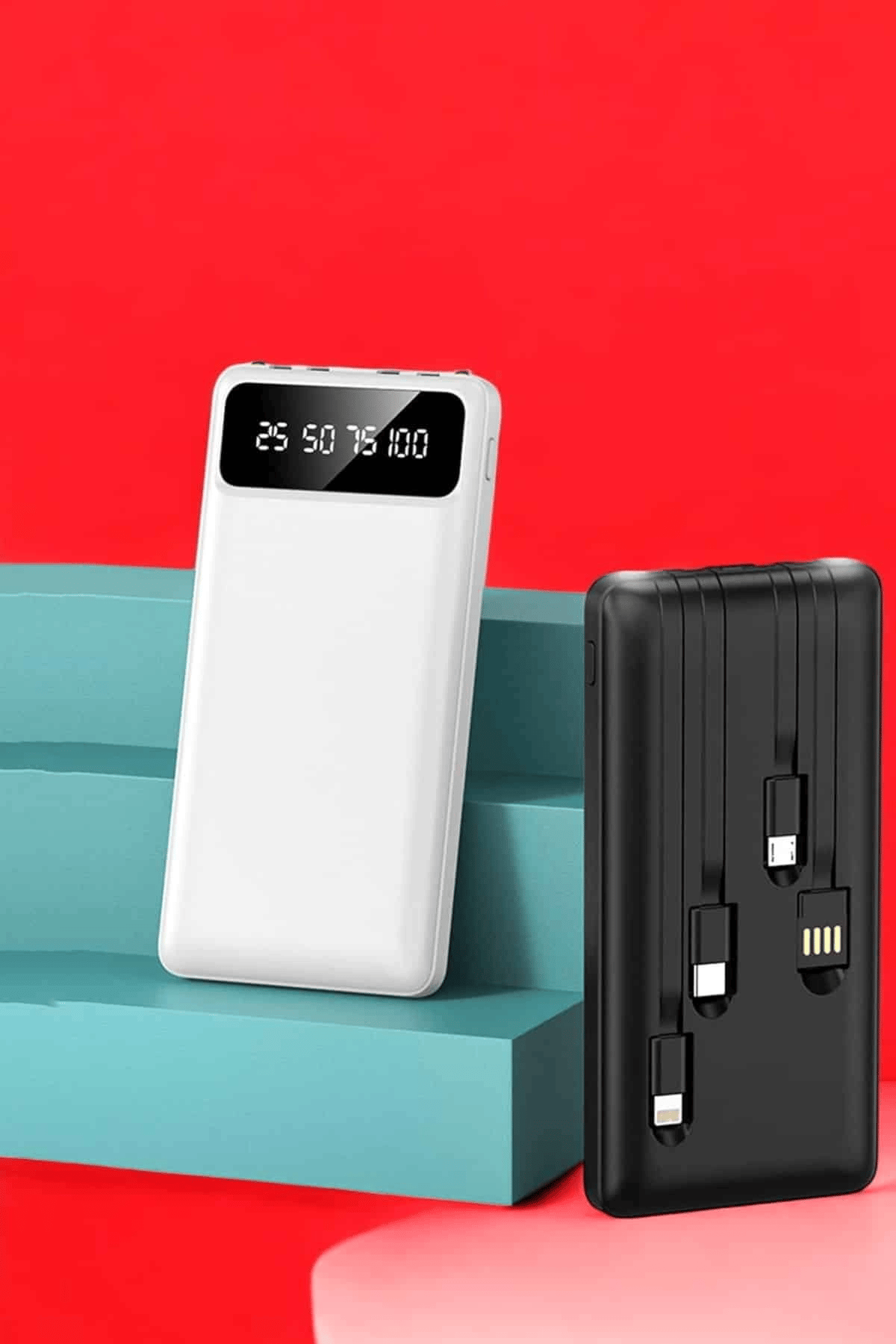 Powerbank 20.000 Mah LCD Ekran USB Lightning Type-C Uyumlu İOS ve Android