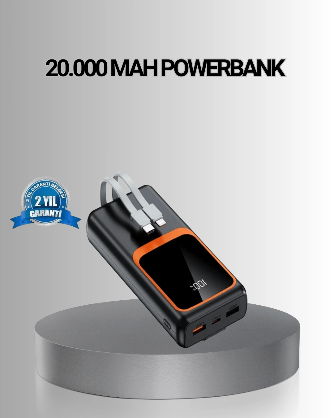 Powerbank 20000 mAh Yüksek Kapasiteli ve 22.5W Hızlı Şarj Destekli