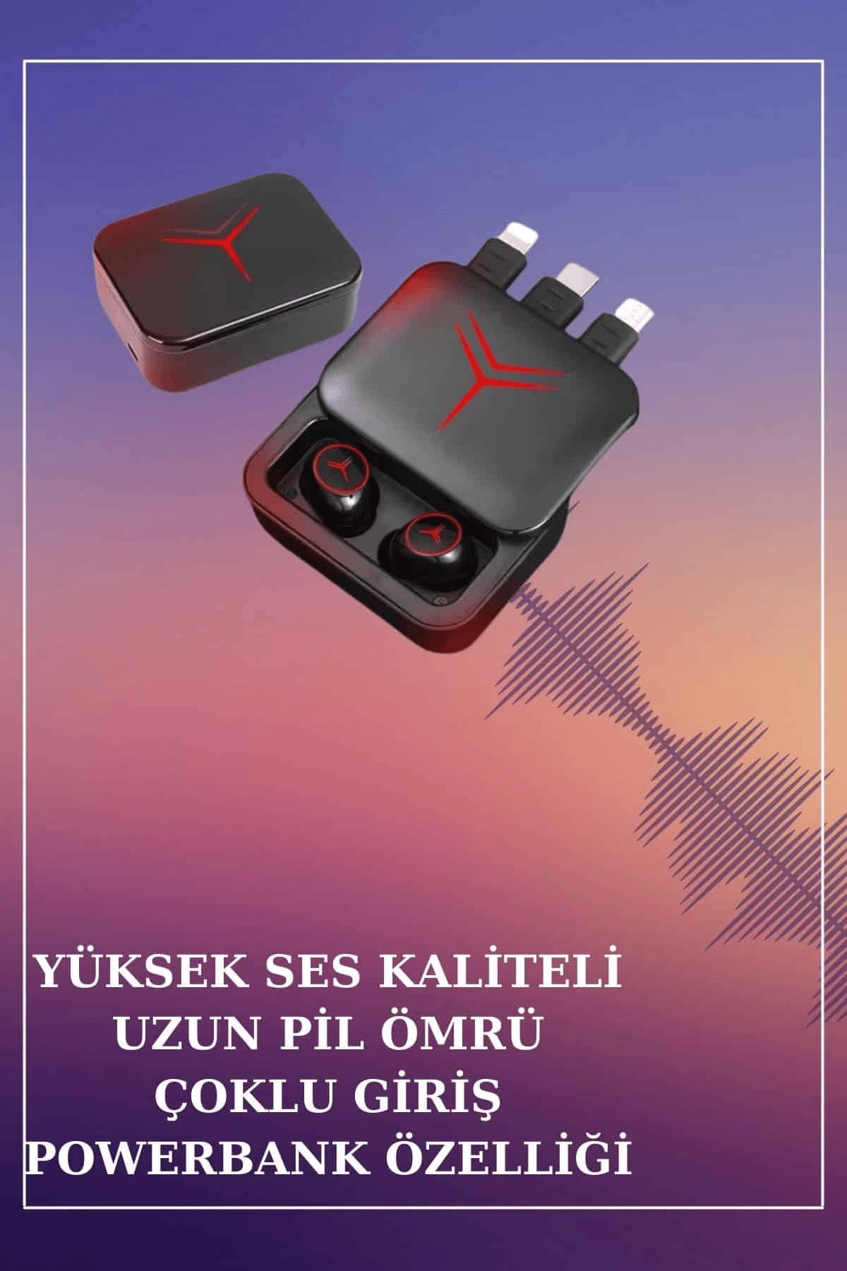 Powerbank Özellikli Bluetooth Kulaklık ve Nabız Ölçer Akıllı Saat Bileklik Hediyeli