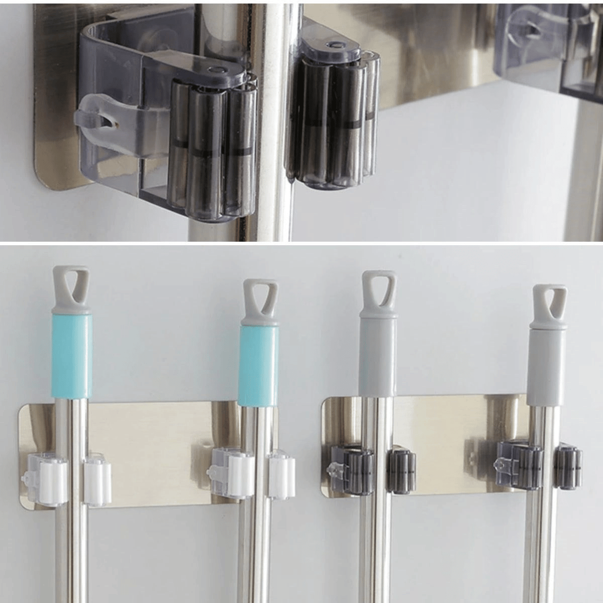 Pratik Organizer 4lü Yapışkanlı Fırça Paspas Mop Fırça Sabitleyici Ergonomik Alet Aparatı