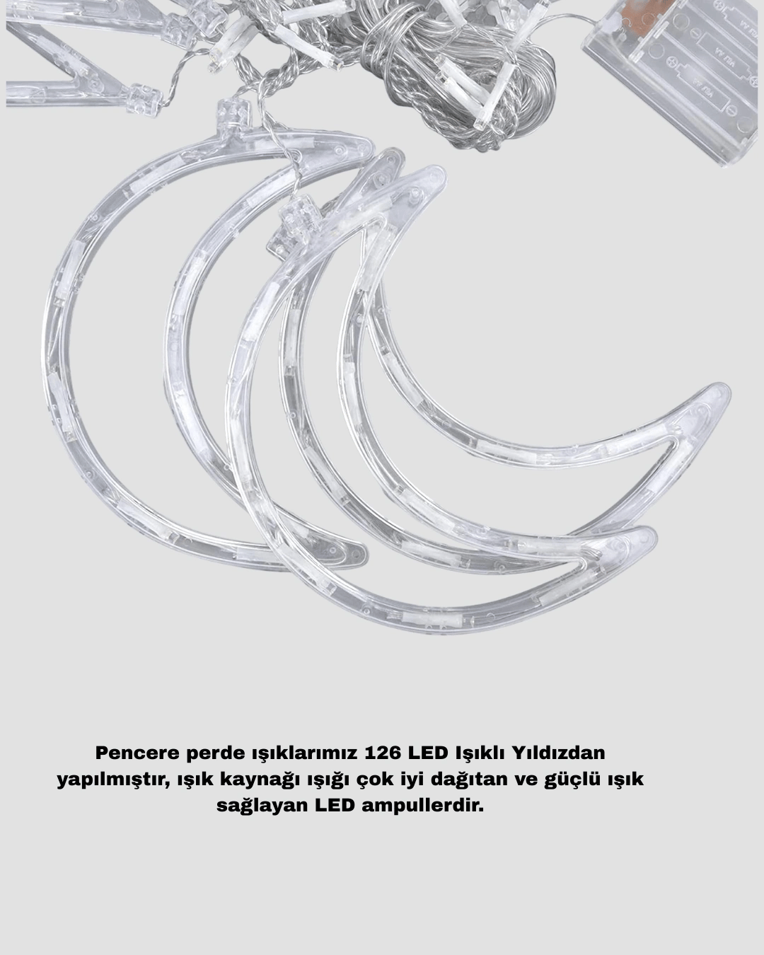 Prizli Yıldız Ay Perde LED Işık Ev ve Organizasyon Dekoru