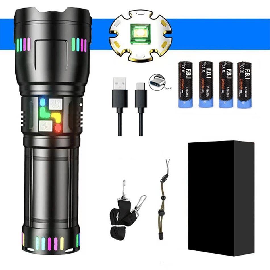 Pro F-3002 Alüminyum TG LED Gece Şeritli Type-C Şarjlı El Feneri