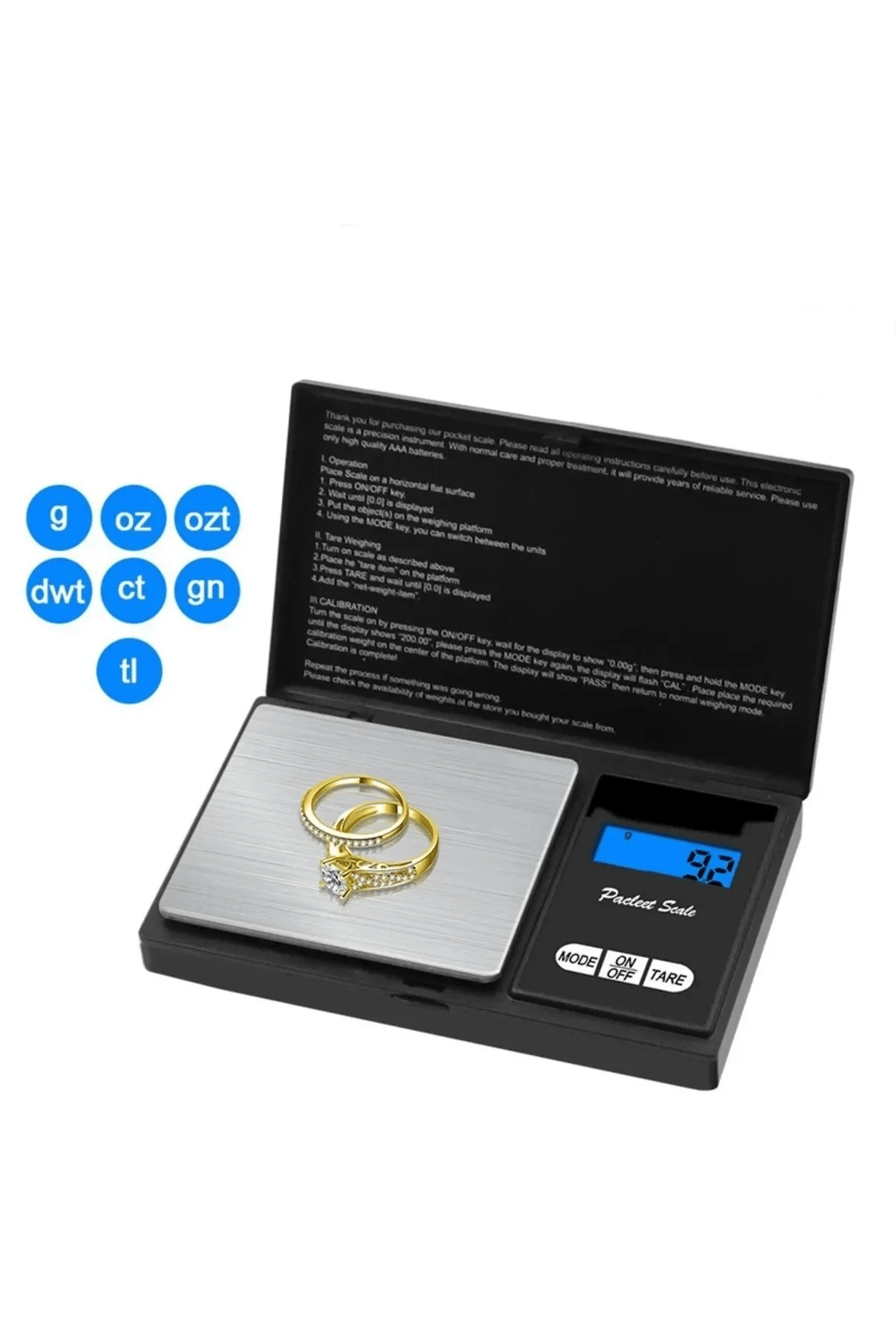 Professional Hassas Terazi 500 Gram Kapasiteli 0.1 Hassasiyetli Dijital Kapaklı Tartı Bx40