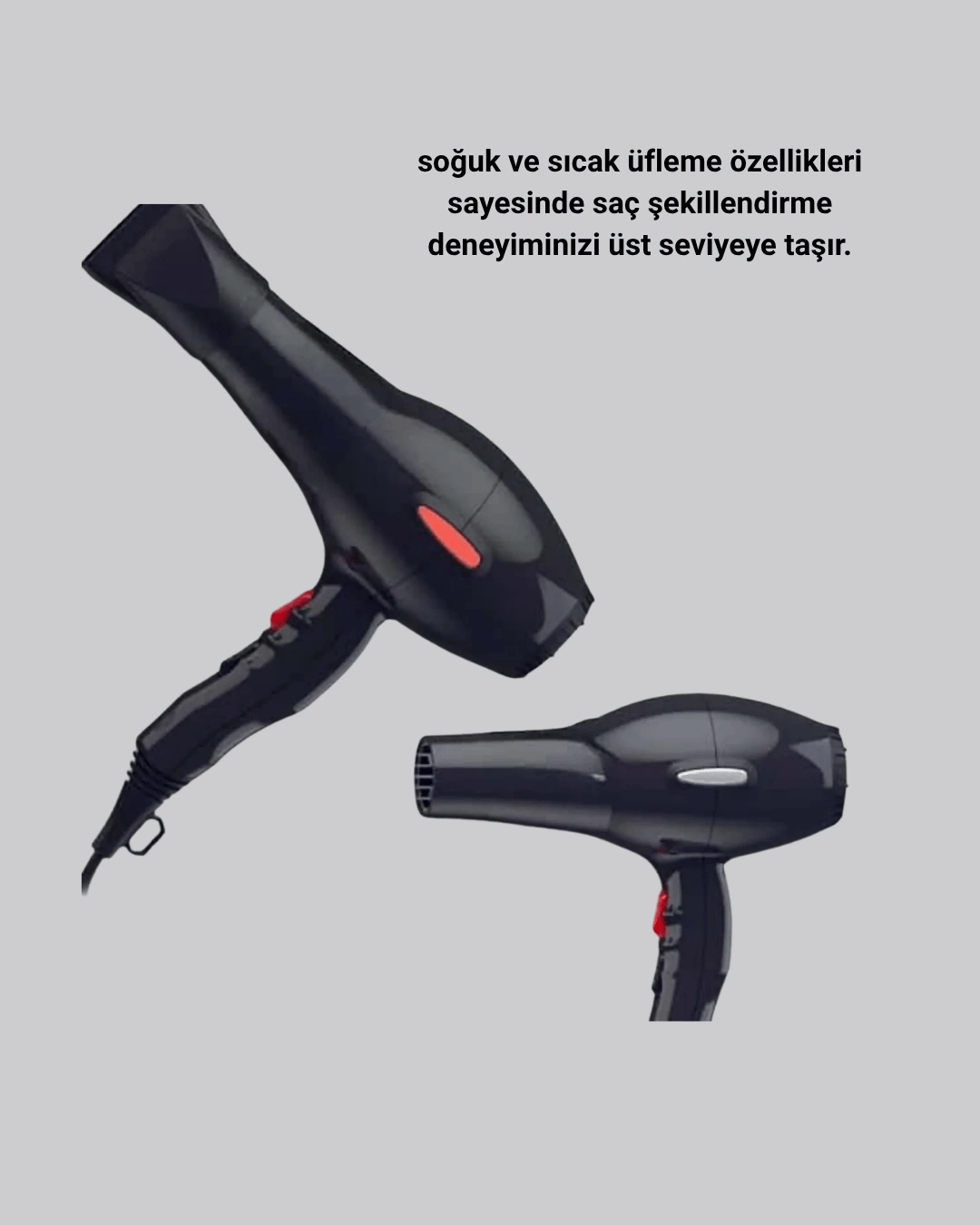 Profesyonel 2200W Fön Makinesi – AC Motorlu, Hızlı Kurutma, Hafif Tasarım