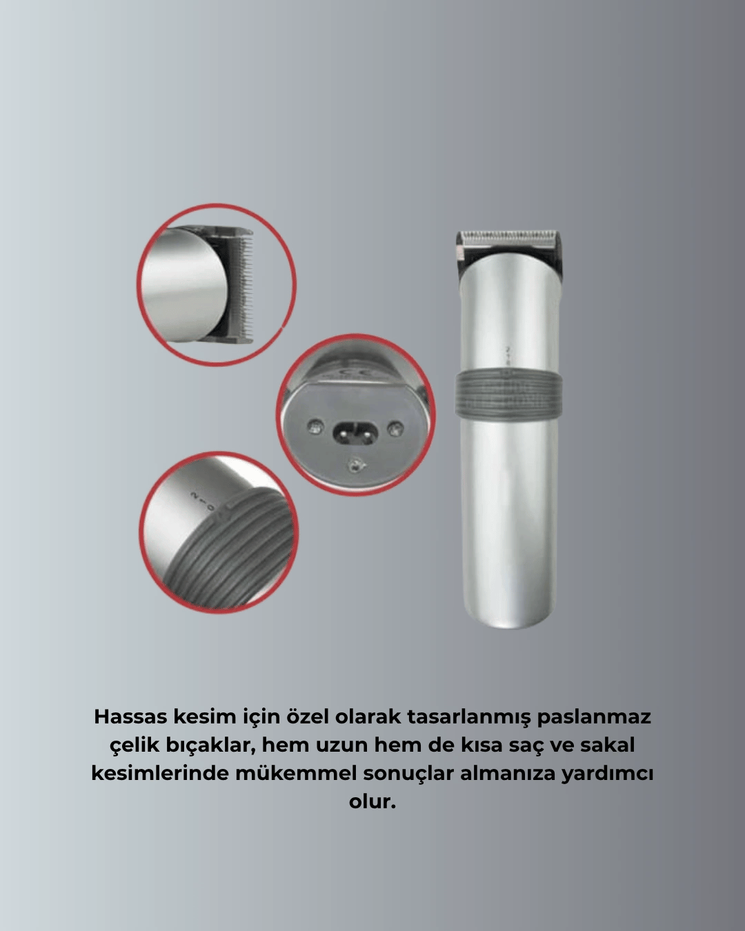 Profesyonel Erkek Tıraş Makinesi – Kablosuz, Paslanmaz Bıçaklı ve Tam Aksesuar