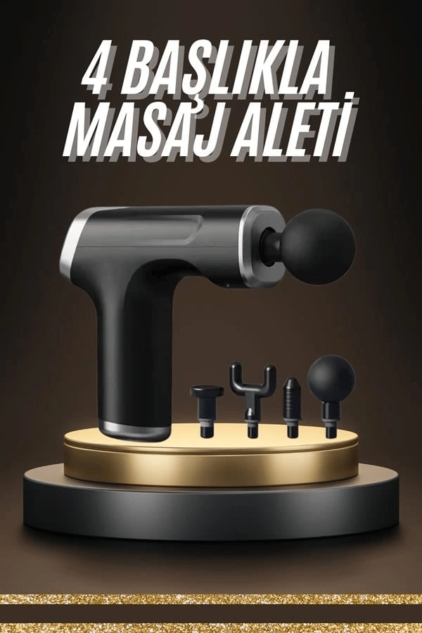 Profesyonel Masaj Tabancası Sporcu Masaj Aleti 4 Başlıklı Şarjlı Titreşimli