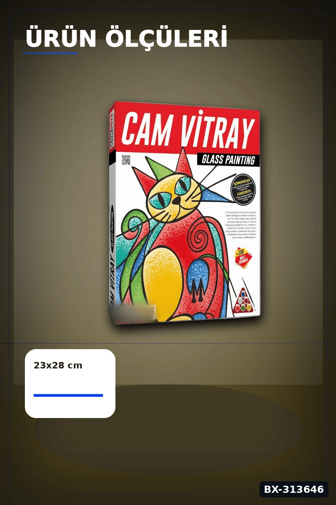 PVC Baski Desenli Cam Vitray Boyama Seti - 1 Adet Cocuk El Beceri Sanat Hediyesi BX-313646