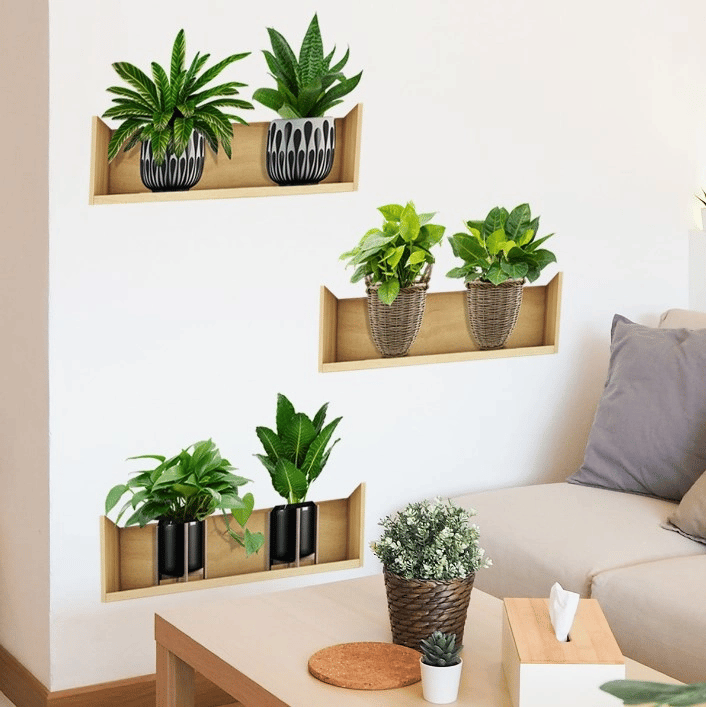 Raflı Bitki Tasarımlı Yapışkanlı Sticker 20*30 Cm 3lü Set Bx40