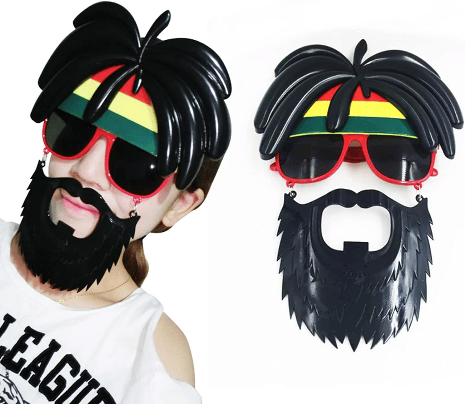 Rasta Peruklu Rasta Sakallı Bob Marley Bıyıklı Parti Gözlüğü 27x18 Cm Bx40
