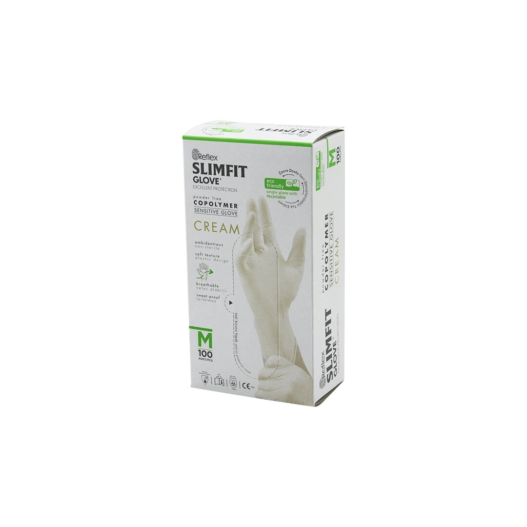 Reflex Slimfit Glove Kod-029 M Krem Pudrasız Muayene Eldiven 100lü Bx40