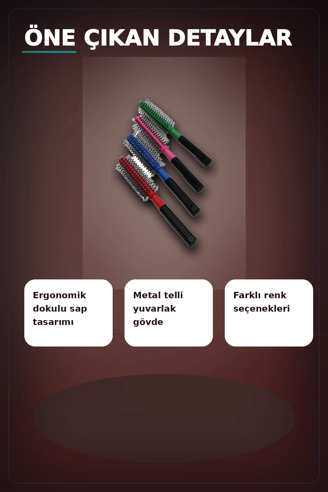 Renkli Plastik Saç Fırçası 23 cm - Ergonomik Saplı 1 Adet Günlük Kullanım BX-313447