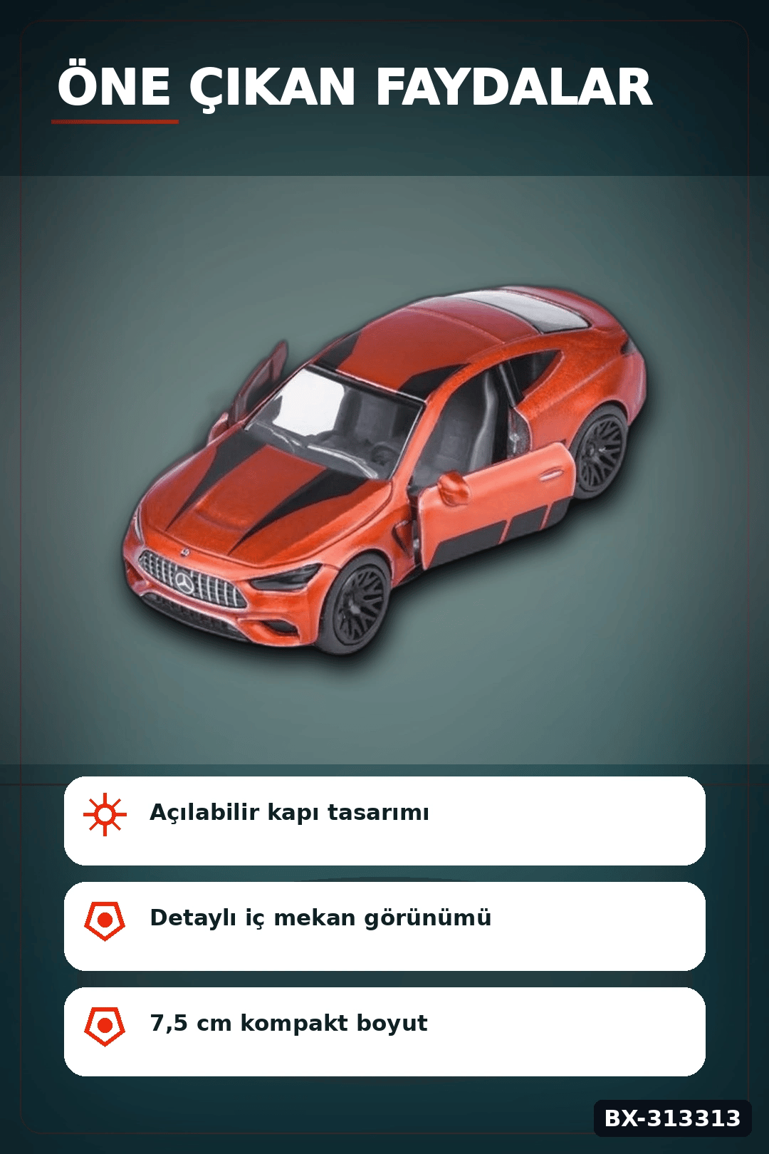 Resmi Lisanslı 7.5 cm Mercedes-AMG Mini Model Araba - 1 Adet, Koleksiyonluk Oyuncak BX-313313