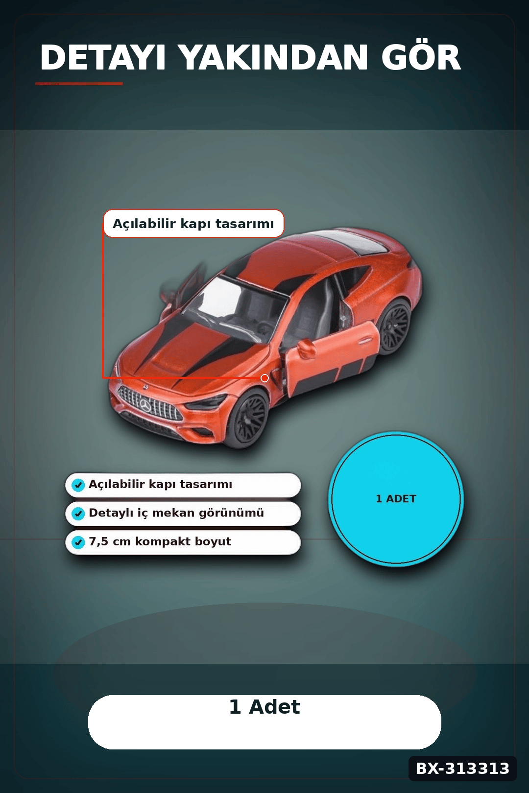 Resmi Lisanslı 7.5 cm Mercedes-AMG Mini Model Araba - 1 Adet, Koleksiyonluk Oyuncak BX-313313