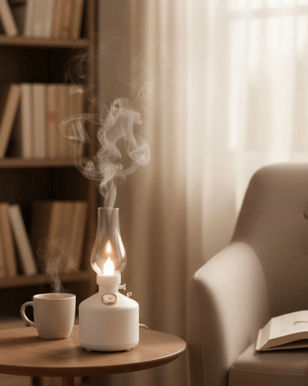 Retro LED Işıklı 1200 mAh Şarjlı Aroma Difüzörü 280 ml Su Kapasiteli