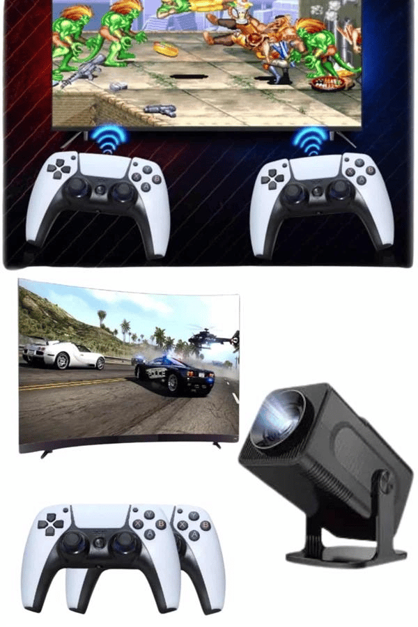 Retro Video Oyunu Konsolu Android Tv El Oyun Konsolu WIFI Taşınabilir Projeksiyon Cihazı