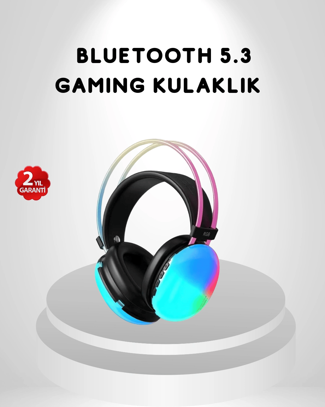 RGB Işıklı Kablosuz Kulaklık Bluetooth 5.3 800mAh Ergonomik IPX4 Dayanıklı