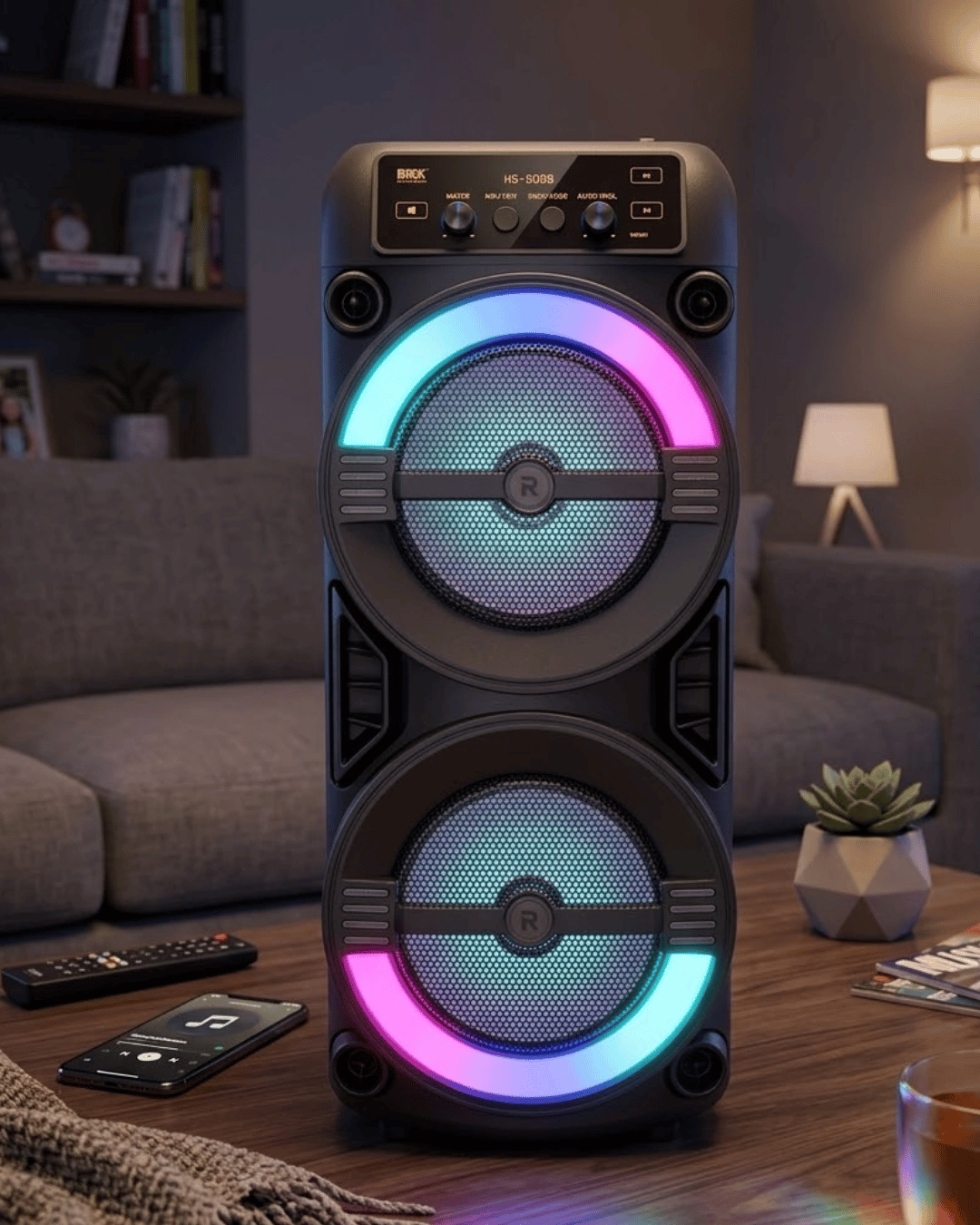 RGB Işıklı Taşınabilir Bluetooth Hoparlör Güçlü Stereo Ses