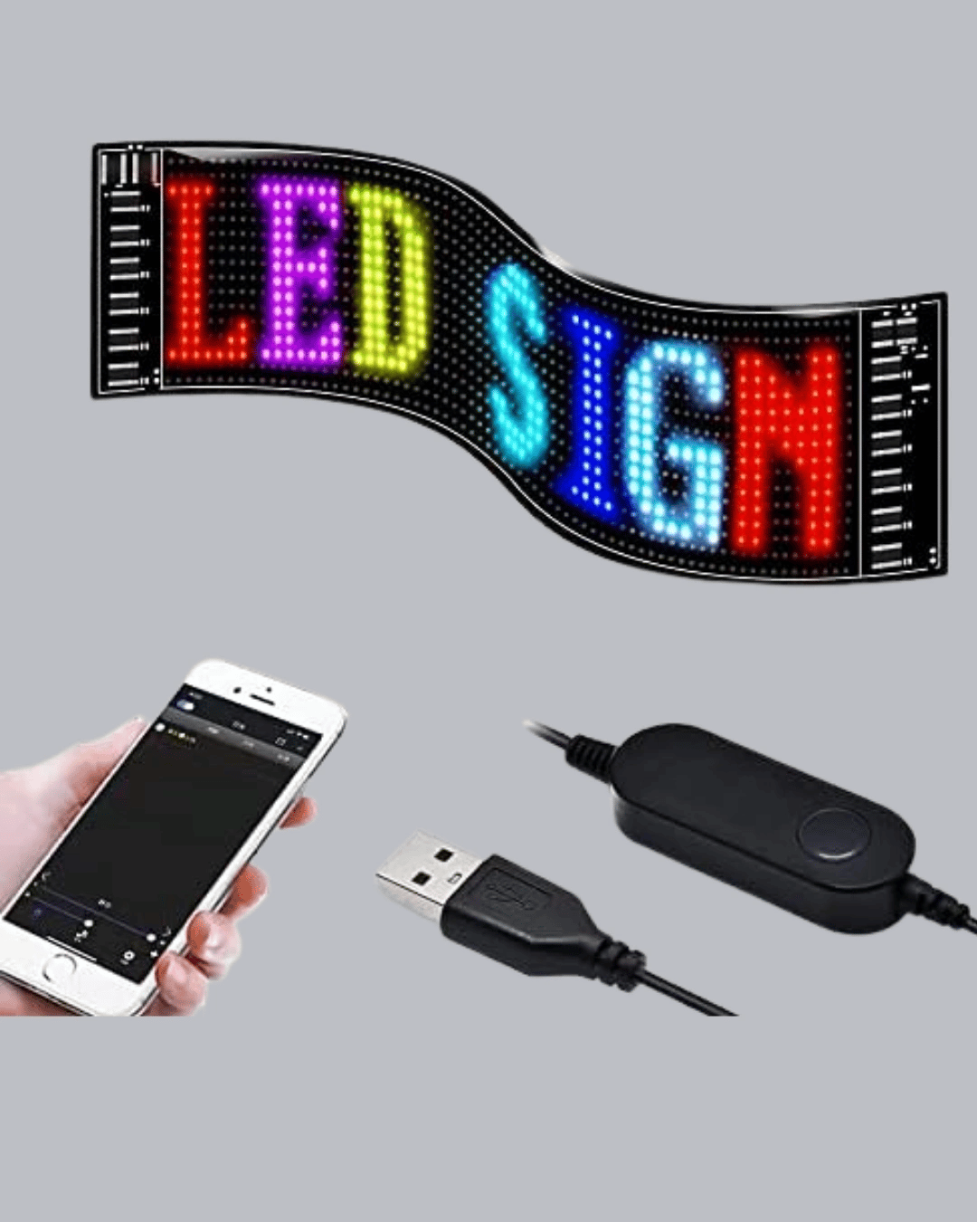 RGB LED Panel – Mobil Uyumlu, Yazı ve GIF Destekli, USB Bağlantılı Dekoratif Ekran