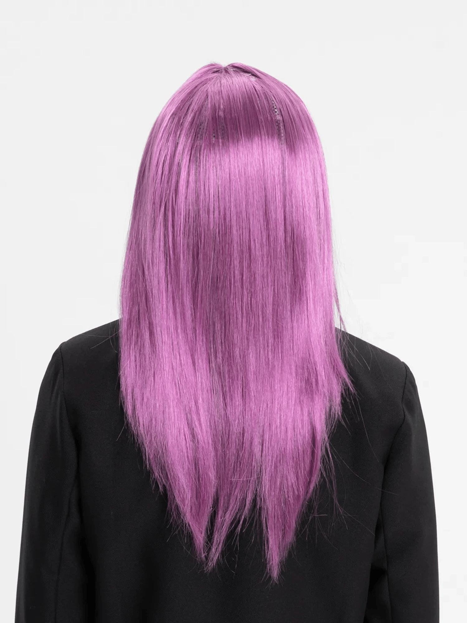Rose Pembe Renk Düz Kesim Uzun Parti Peruğu Takma Saç Bx40