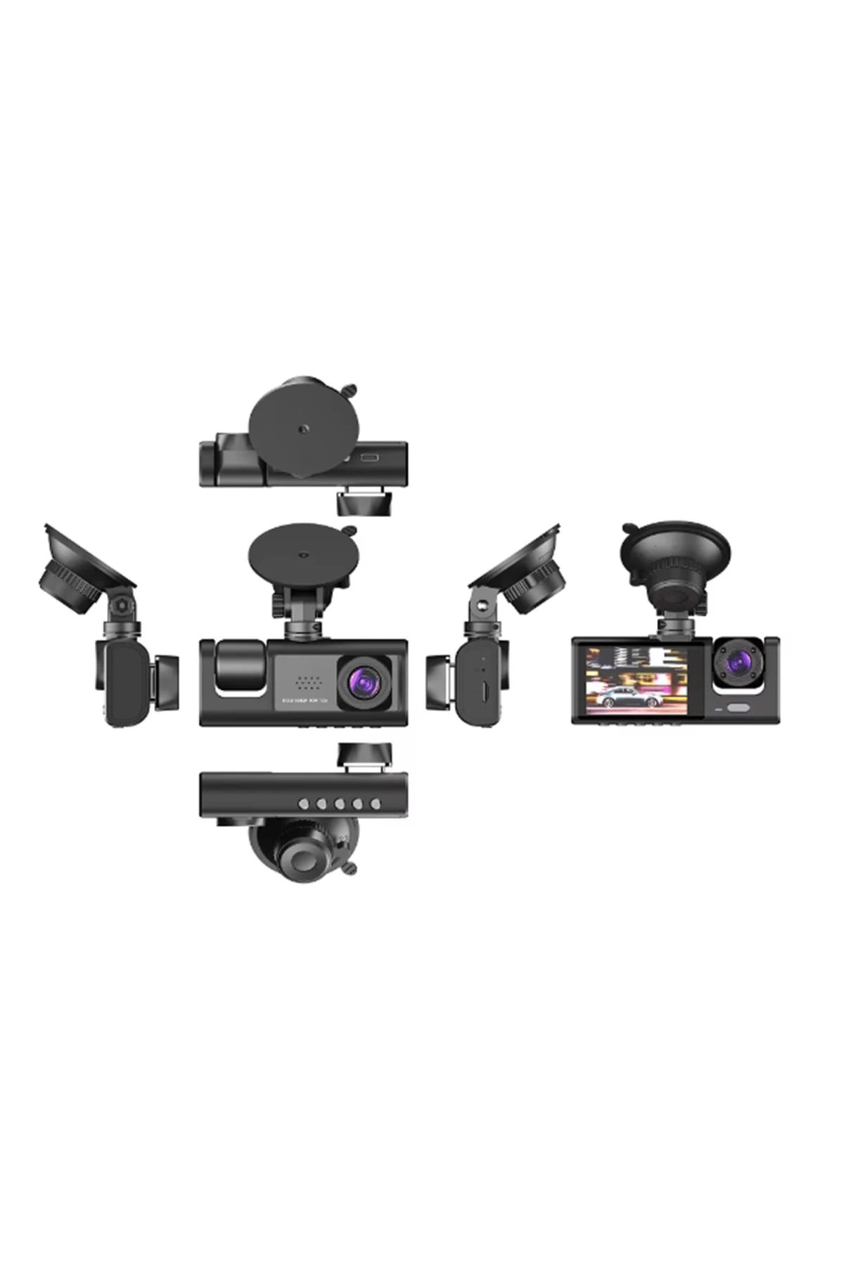 S-1 1080p Araç içi Kamera 3 Kameralı ( Ön Görüş - Geri görüş - İç Görüş ) Gece Görüşlü