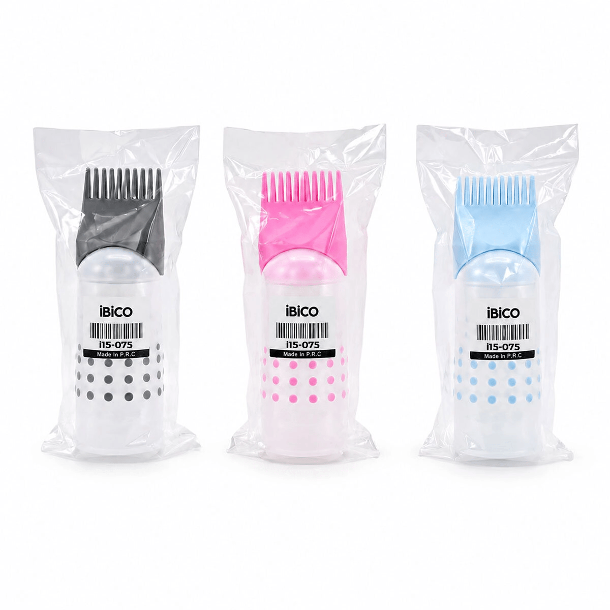 Saç Boyama Tarak Renkli Plastik 6oz Ölçekli - Şeffaf Plastik Şişeli Bx40