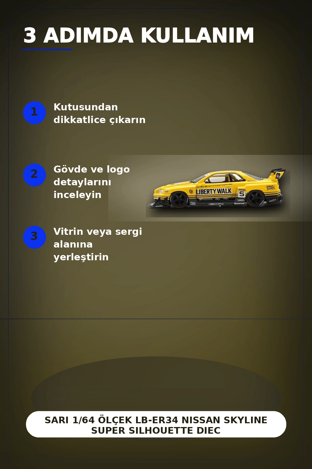 Sarı 1/64 Ölçek LB-ER34 Nissan Skyline Super Silhouette Diecast Model Araba BX-313332