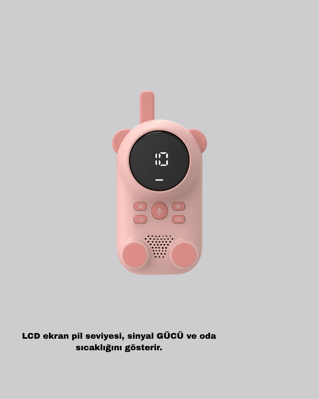 Şarjlı Bebek Telsizi Uzun Mesafe 22 Kanal LCD Ekran VOX Modu 400 mAh