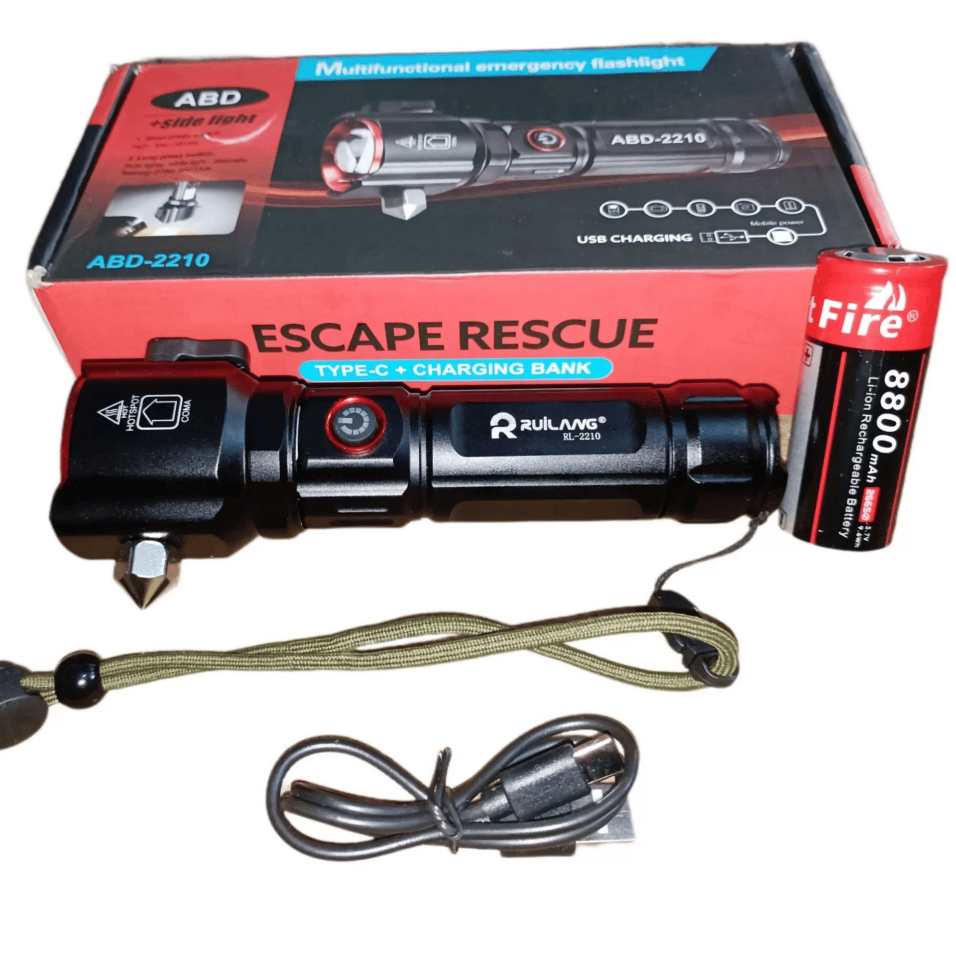 Şarjlı El Feneri  Yüksek Güçlü Led Işık Usb İle Şarj Escape Rescue Bx40