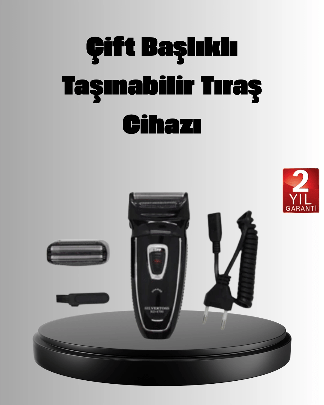 Şarjlı Kablosuz Tıraş Makinesi Çift Başlık Kuru Tıraş Ergonomik Taşınabilir