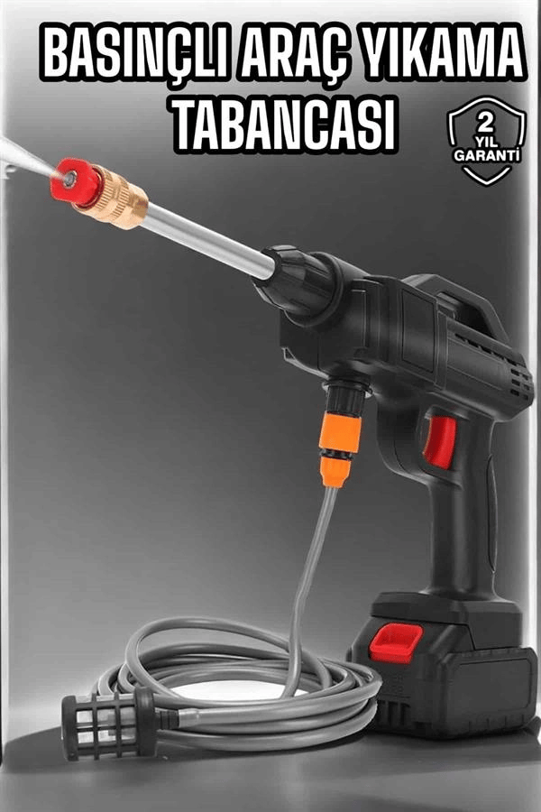 Şarjlı Oto Yıkama Tabancası Su Basınçlı Hazneli Bataryalı