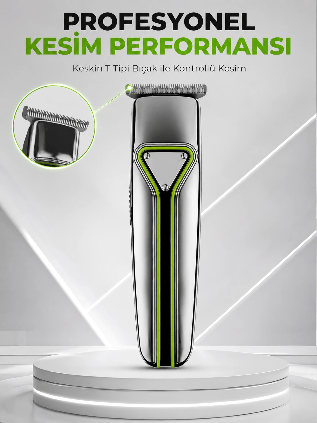 Şarjlı Saç Sakal Tıraş Makinesi T Başlıklı 1 2 3 mm Taraklı Kablolu ve Kablosuz Kullanım