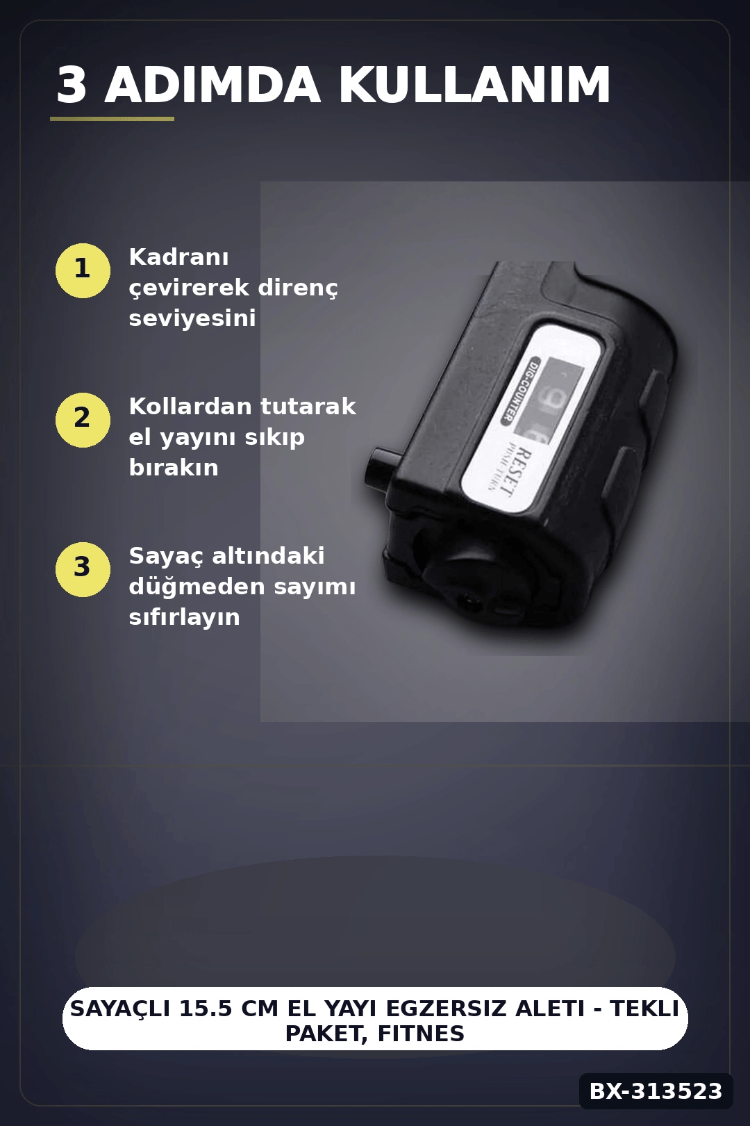 Sayaçlı 15.5 Cm El Yayı Egzersiz Aleti - Tekli Paket, Fitness Spor Ekipmanı BX-313523